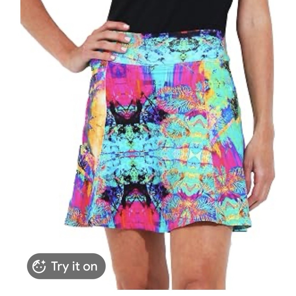 NEW DONA JO Women's Colorful Skirt Skort UPF 50+ Sz 2 L  Surreal Golf Pickleball